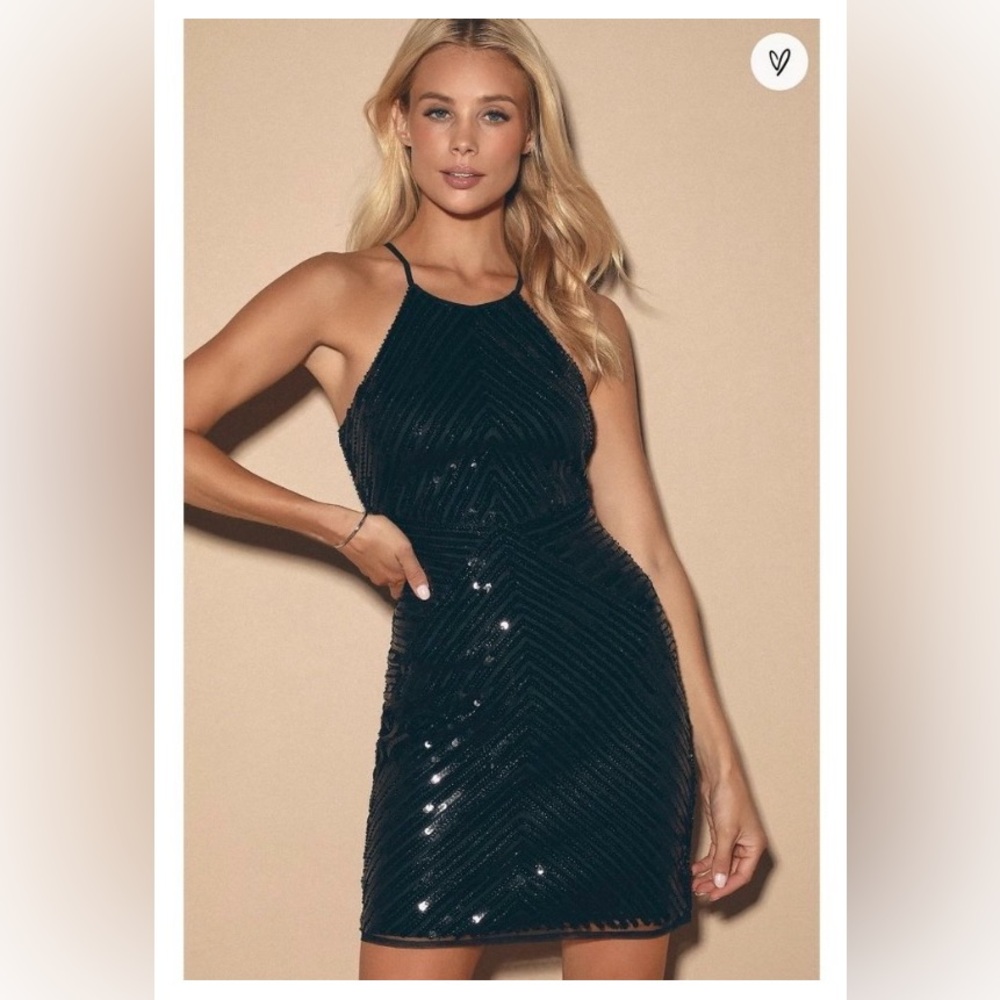 NWT Lulu’s Black Sequin Mini Dress